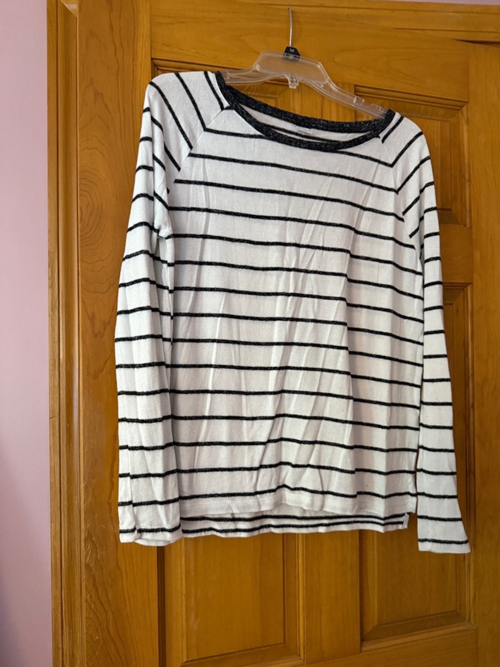 Old Navy White and Black Striped Long Sleeve Tee